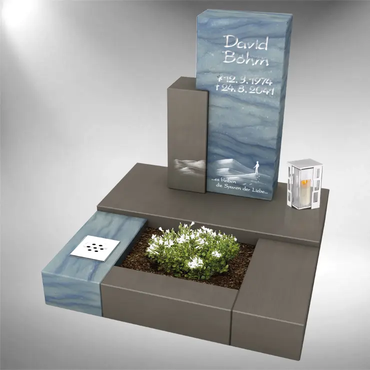 Grabstein modern in Azul Macaubas